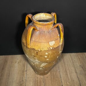 Grande Orcio Antico a Quattro Manici in Terracotta Smaltata