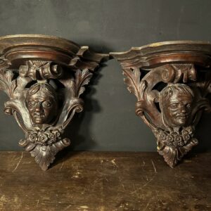 Coppia Mensole Ottocento Legno