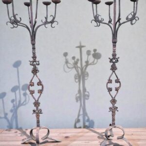 Coppia Torcieri in Ferro Battuto