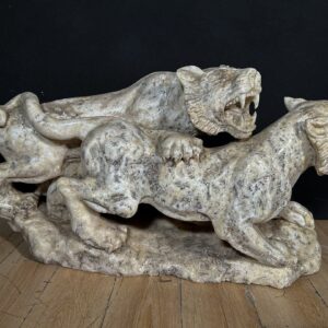 Scultura Onice due Tigri