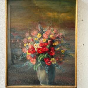 Natura Morta con Fiori Olio su Tela Epoca ’900