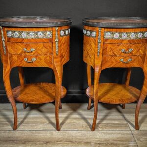 Coppia di Comodini Antichi in Stile Napoleone III Marchetteria