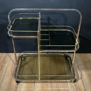 70's Smoked Glass Brass Trolley