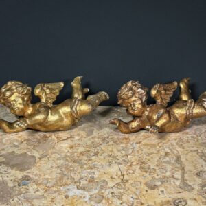 Pareja de querubines dorados, siglo XIX