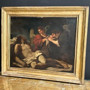 Dipinto Cristo Morto Pianto da Due Angeli