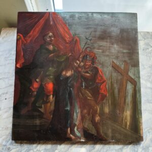 Dipinto Olio Su Tavola Via Crucis