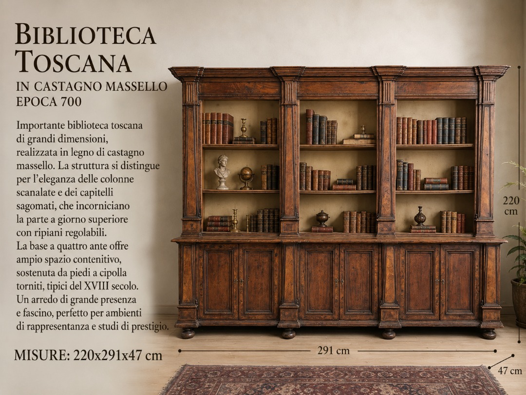 Biblioteca/Libreria Toscana Epoca XVIII Secolo - immagine 2