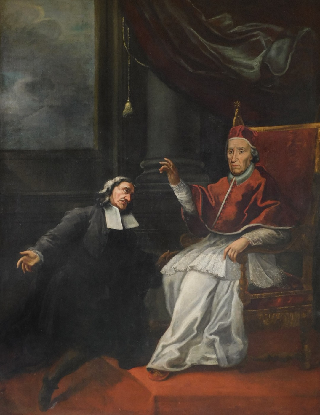 Grande Olio su Tela Papa e Cardinale - immagine 3