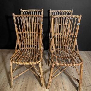 Set di Quattro Sedie in Rattan