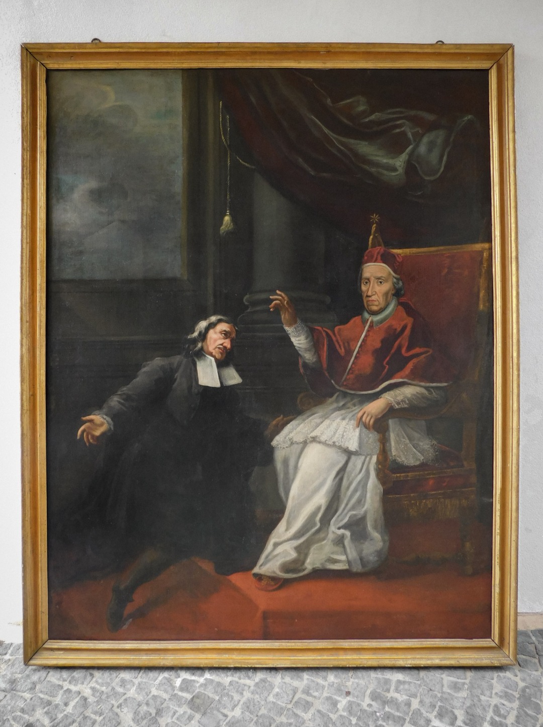 Grande Olio su Tela Papa e Cardinale